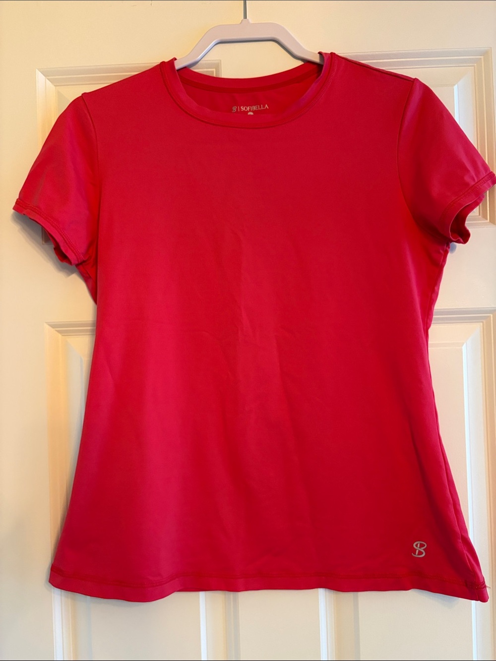 Women's Sofibella Short Sleeve Athletic /Tennis Tee in Raspberry